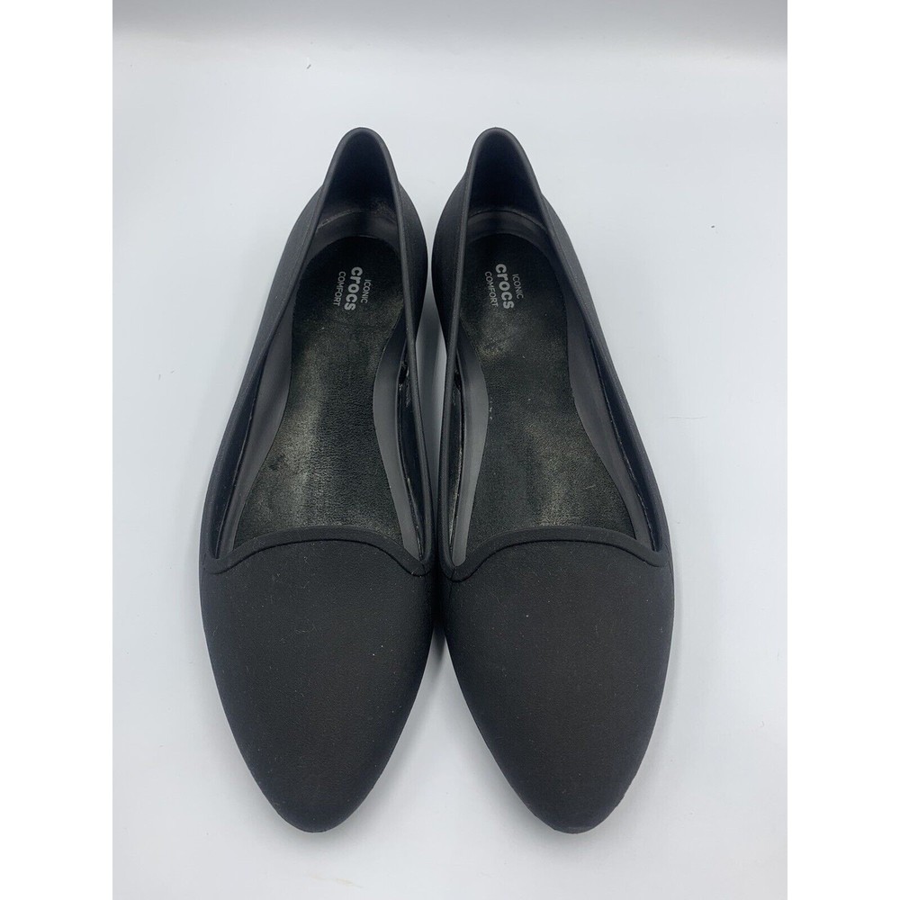 CROCS Eve Iconic ballet flats comfort pointed toe Slip on Black Women's 11 - Picture 6 of 8